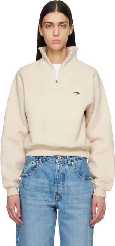 Photo: JACQUEMUS Beige 'The Gros Grain zipped-rollneck' Sweatshirt