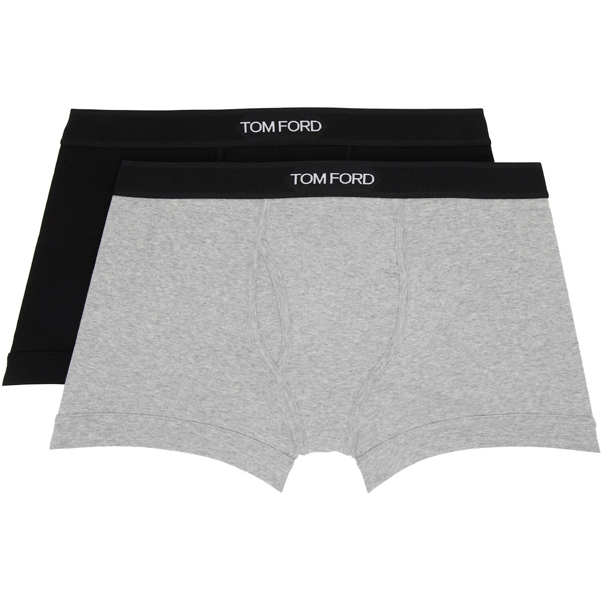TOM FORD Two-Pack Black & Gray Cotton Boxer Briefs