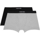TOM FORD Two-Pack Black & Gray Cotton Boxer Briefs