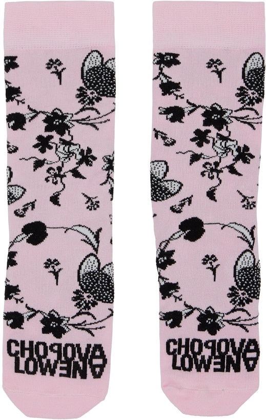 Photo: Chopova Lowena Pink Short Circle Flower Socks