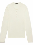 TOM FORD - Tencel and Cotton-Blend Jersey Henley T-Shirt - Neutrals