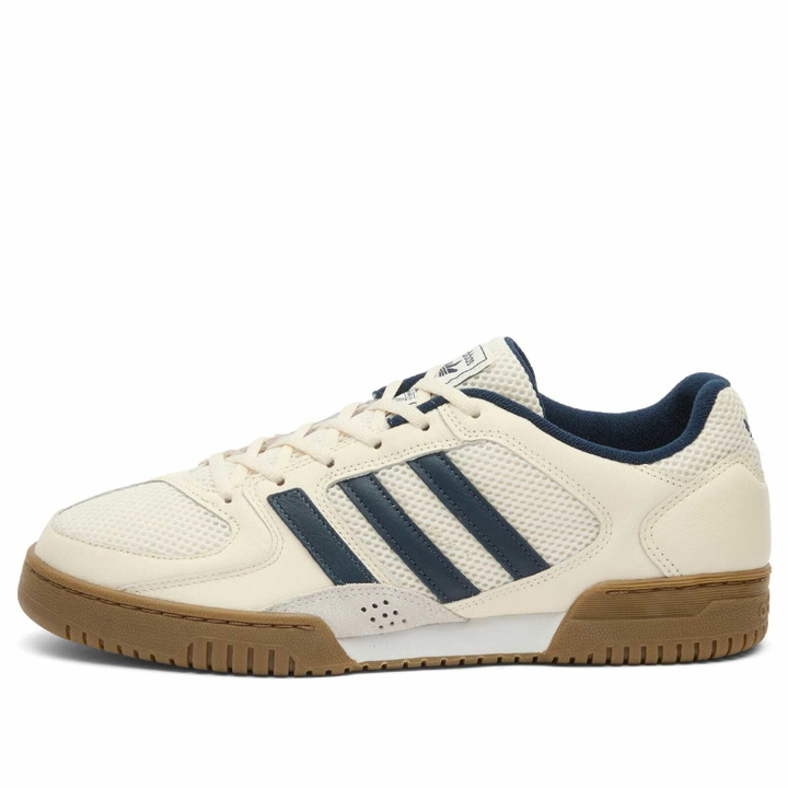Photo: Adidas Consortium Fechten Indoor Sneaker - Presented by END. in Off White/Collegiate Navy/Crystal White