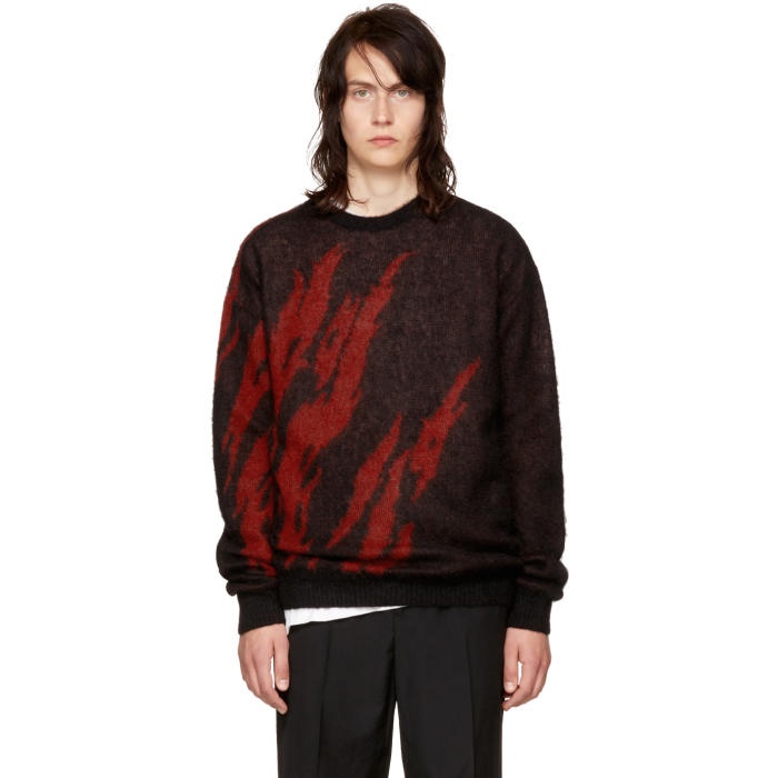 Photo: Saint Laurent Black and Red Flame Sweater