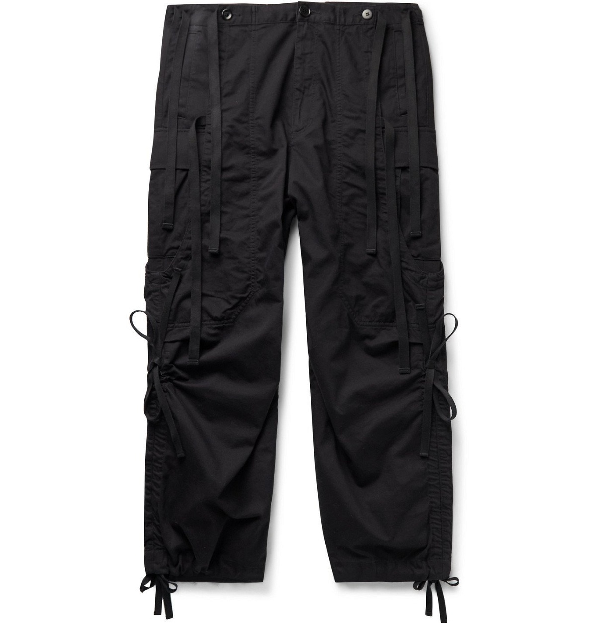 Photo: Undercover - Wide-Leg Grosgrain-Trimmed Cotton-Twill Cargo Trousers - Black