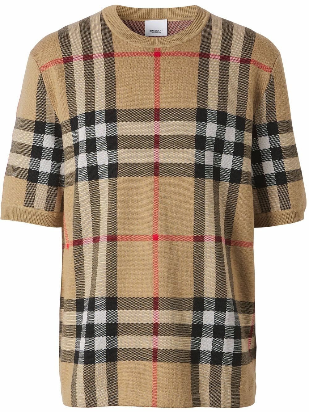 BURBERRY - Check Motif Wool T-shirt Burberry