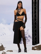 DAVID KOMA Leather Cross & Cady Arch Cut Midi Skirt