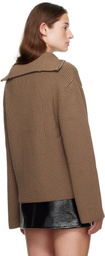 Courrèges Brown Ribbed Wool Trucker Sweater