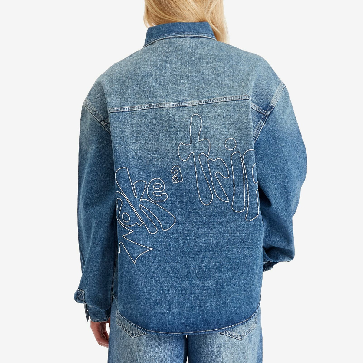 House Of Sunny Women's Take a Trip Denim Shirt in Blue Wash