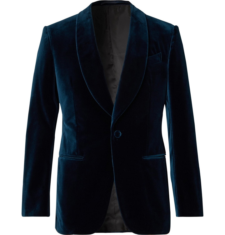 Photo: Ermenegildo Zegna - Blue Slim-Fit Cotton-Velvet Tuxedo Jacket - Blue