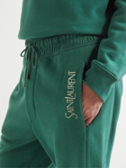 SAINT LAURENT - Tapered Logo-Embroidered Cotton-Jersey Sweatpants - Green