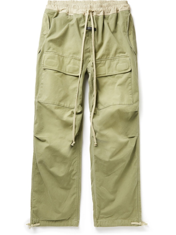 Photo: FEAR OF GOD - Shell-Trimmed Cotton-Canvas Drawstring Cargo Trousers - Green