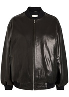 Nour Hammour Marley Leather Bomber Jacket Black