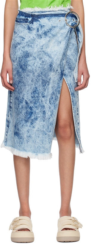 Photo: Marques Almeida Blue Acid Wash Denim Midi Skirt