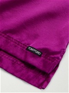 TOM FORD - Stretch-Silk Satin Henley Pyjama Top - Purple