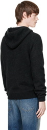 AMOMENTO Gray Racoon Knit Hoodie