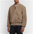 Acne Studios - Faux Leather and Cotton Corduroy-Trimmed Suede Bomber Jacket - Beige