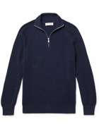 Brunello Cucinelli - Ribbed Cotton Half-Zip Sweater - Blue