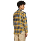 BEAMS PLUS Yellow and Blue Check Shaggy Shirt