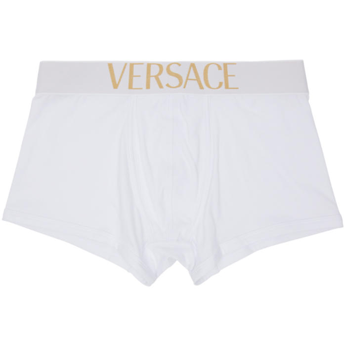 Versace Underwear White Low-Rise Logo Boxer Briefs Versace Underwear