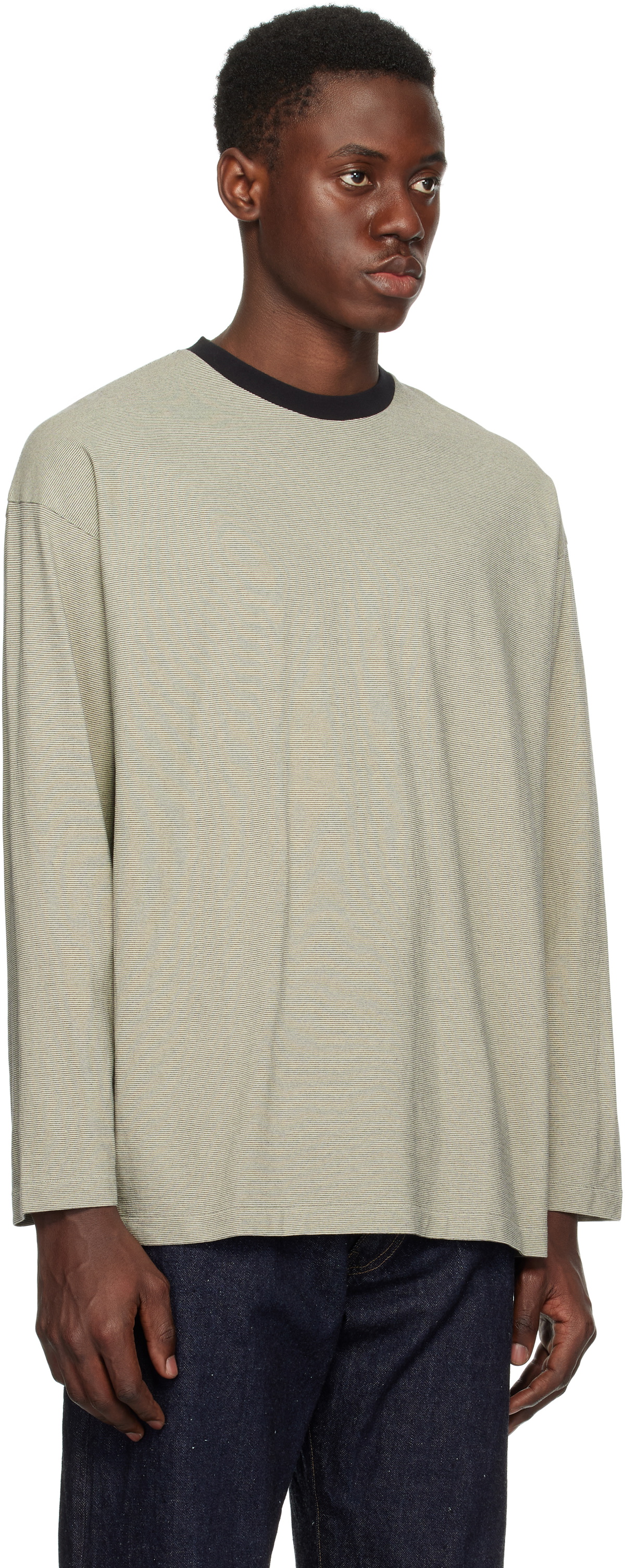 KAPTAIN SUNSHINE Gray Hard Twisted Stripe Jersey T-shirt