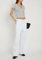 Good American V-neck Stretch-cotton T-shirt Grey