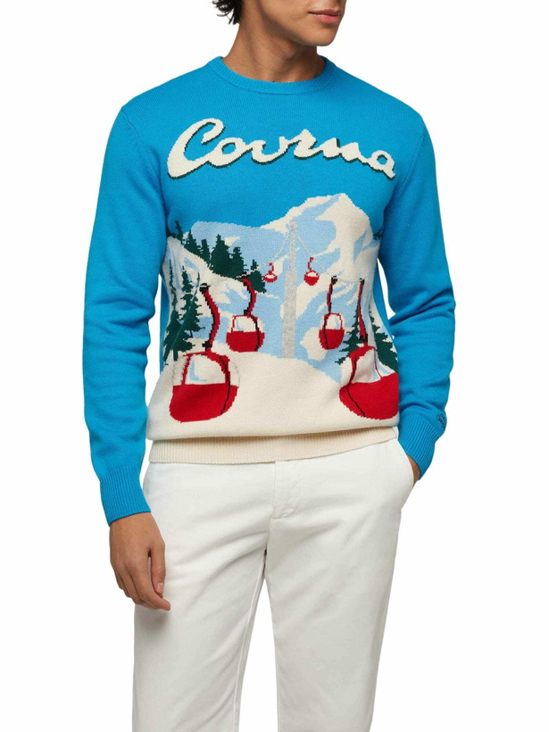 Photo: MC2 Saint Barth Crewneck Sweater Heron With Courma Postcard Jacquard