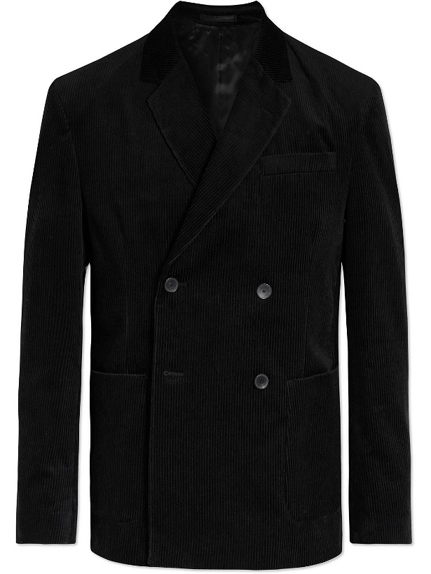Photo: Mr P. - Double-Breasted Cotton and Cashmere-Blend Corduroy Blazer - Black