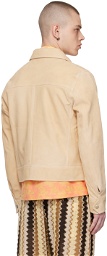 CMMN SWDN Beige Keith Leather Jacket
