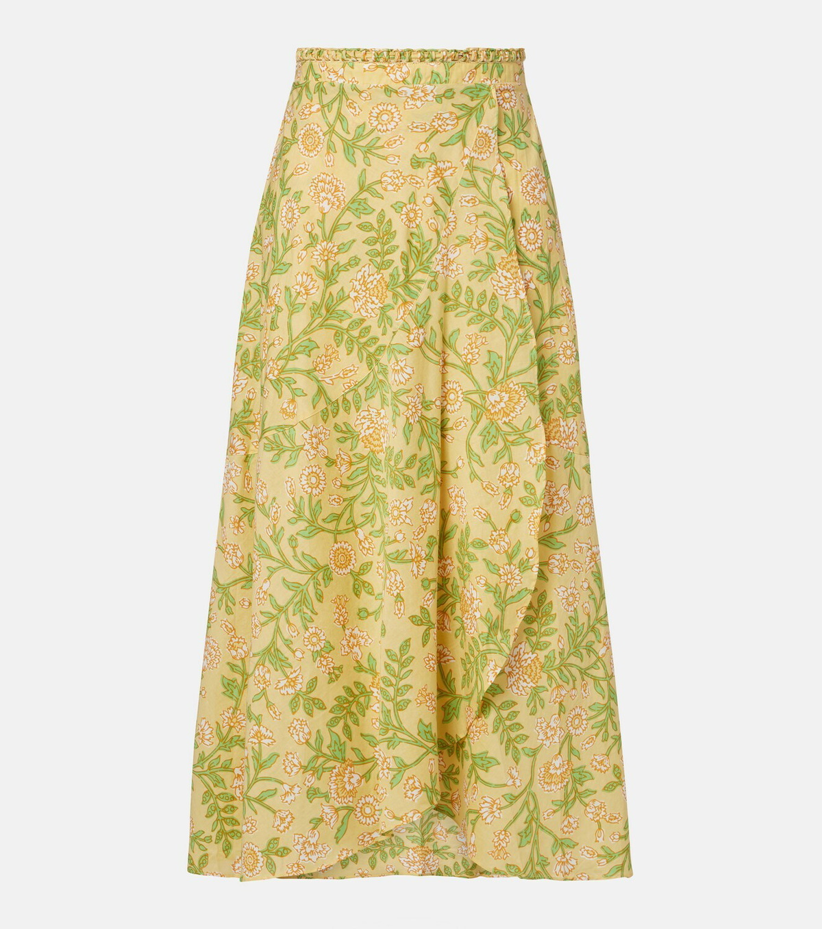 Poupette St Barth Eva floral cotton midi skirt