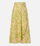 Poupette St Barth Eva floral cotton midi skirt