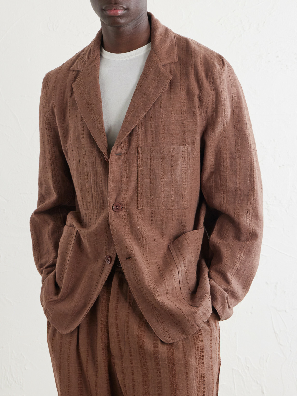 Kardo - Somesh Cotton-Jacquard Suit Jacket - Brown