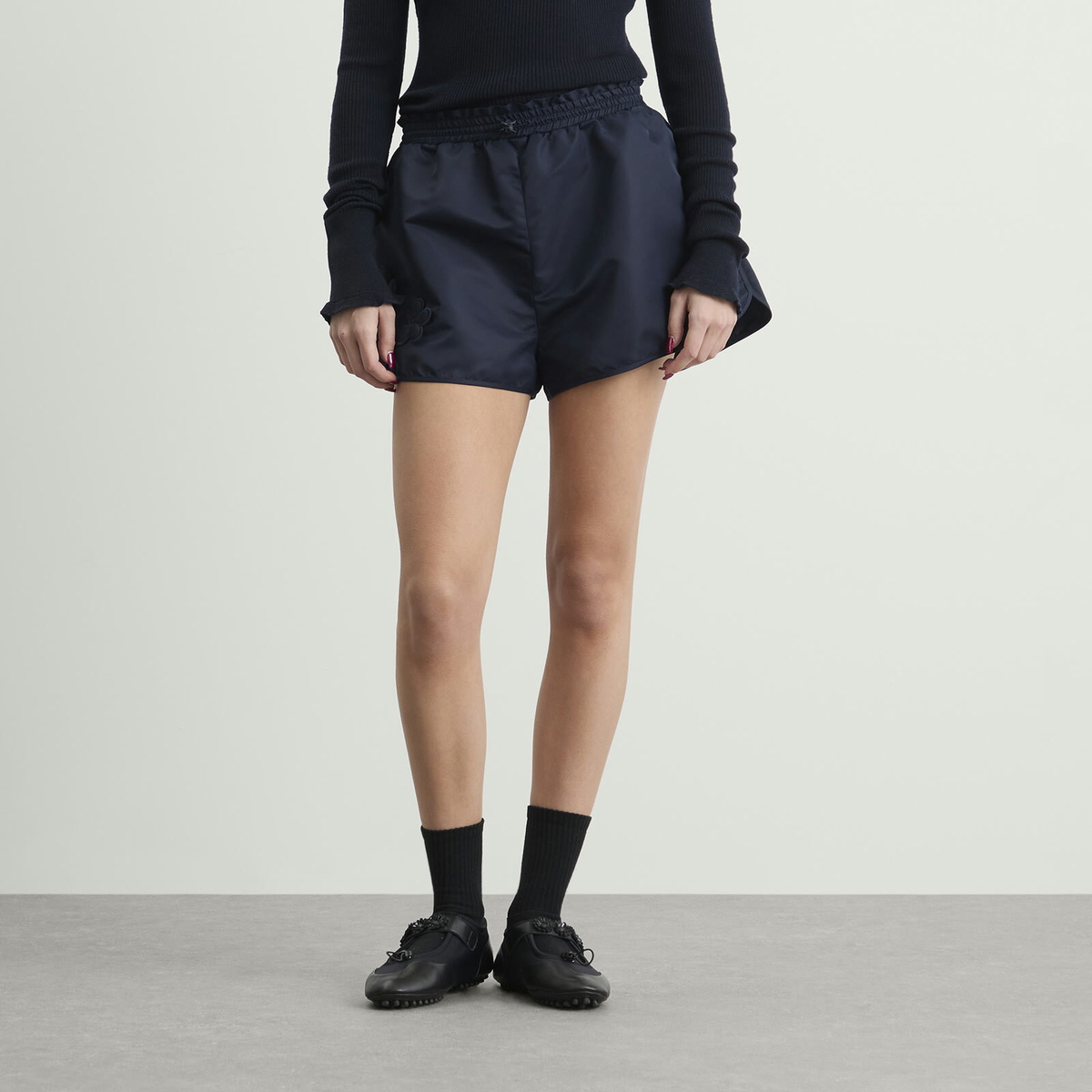 Cecilie Bahnsen Women's Colette Shorts in Technical Nylon in Navy