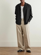 A.PRESSE - Convertible-Collar Silk and Cotton-Blend Shirt - Black