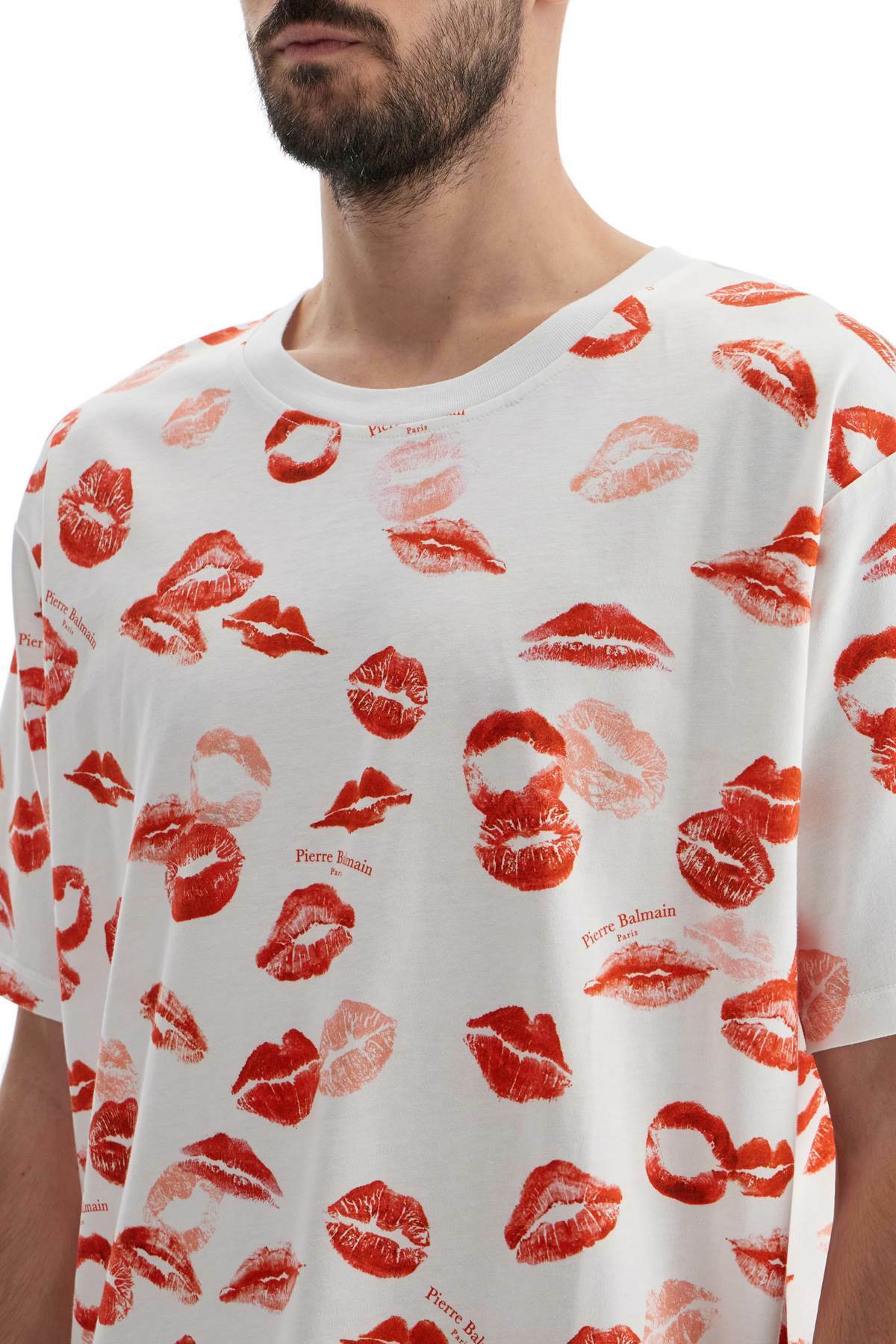 BALMAIN "kiss all over print t White
