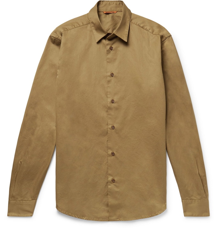 Photo: Barena - Coppi Slim-Fit Cotton and Wool-Blend Twill Shirt - Brown