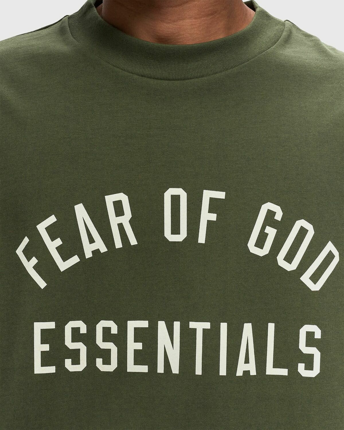 Fear Of God Essentials Jersey Crewneck Tee Green Shortsleeves Fear