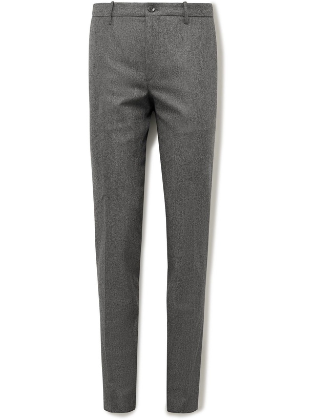 Photo: Incotex - Slim-Fit Virgin Wool-Flannel Trousers - Gray