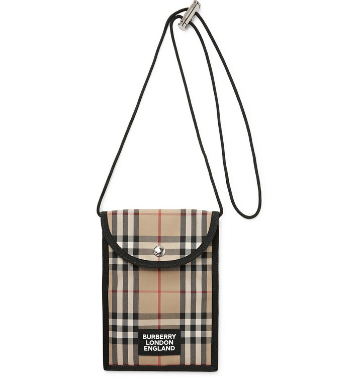 Photo: Burberry - Logo-Appliquéd Checked Canvas Pouch - Neutrals