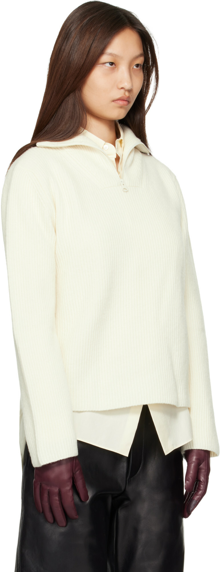 MACKAGE Off-White Gladys Knit Half-Zip Pullover Sweater
