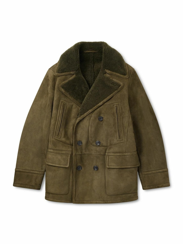 Photo: Ralph Lauren Purple label - Double-Breasted Shearling Jacket - Green