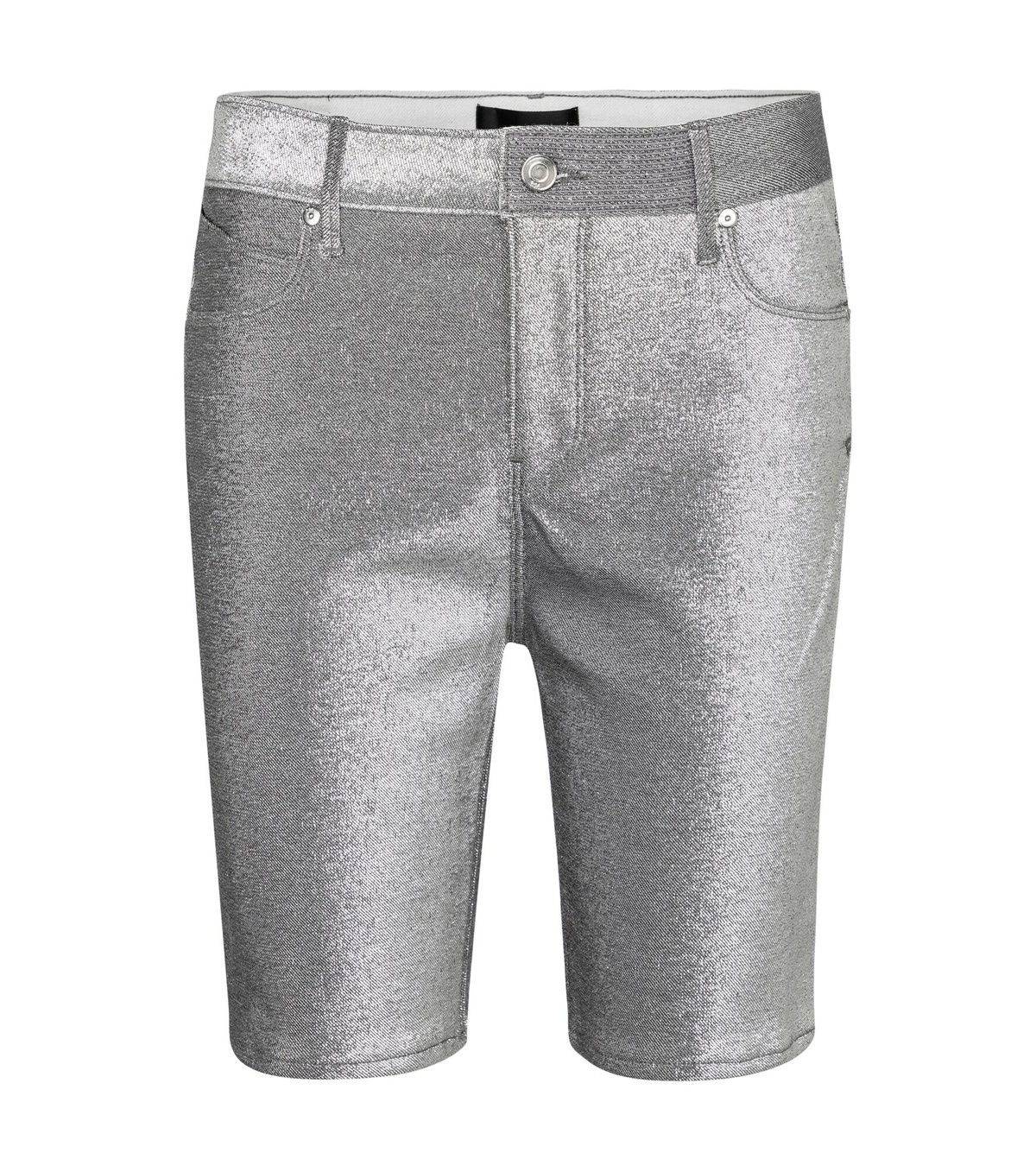 Rta - Toure metallic stretch-denim shorts
