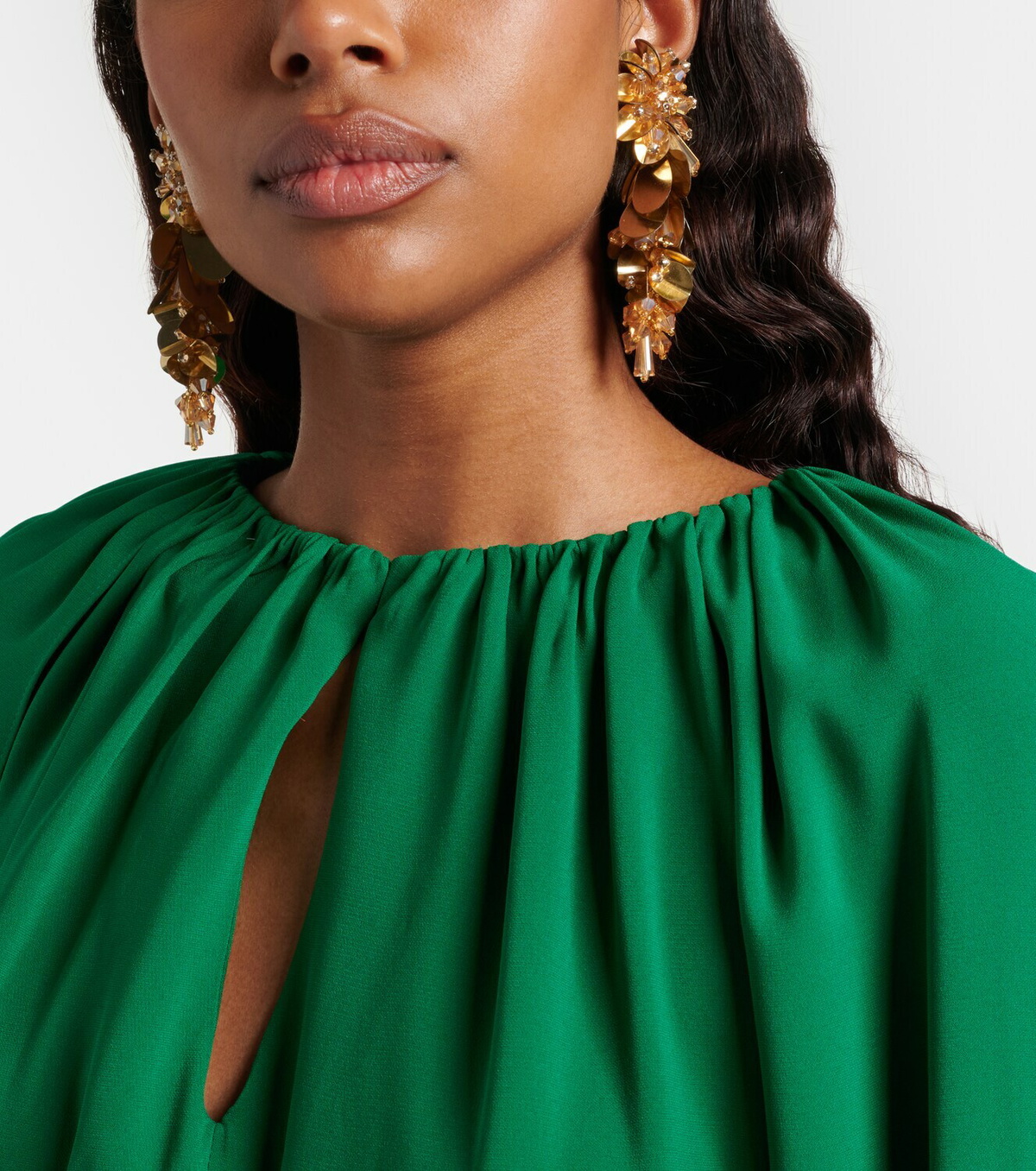 Oscar de la Renta Bouquet embellished drop clip-on earrings