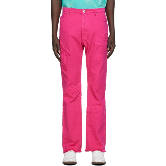 Photo: We11done Pink Embossed Semi-Boot Cut Trouser