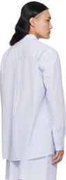Tekla White & Blue Poplin Long-Sleeved Pyjama Shirt