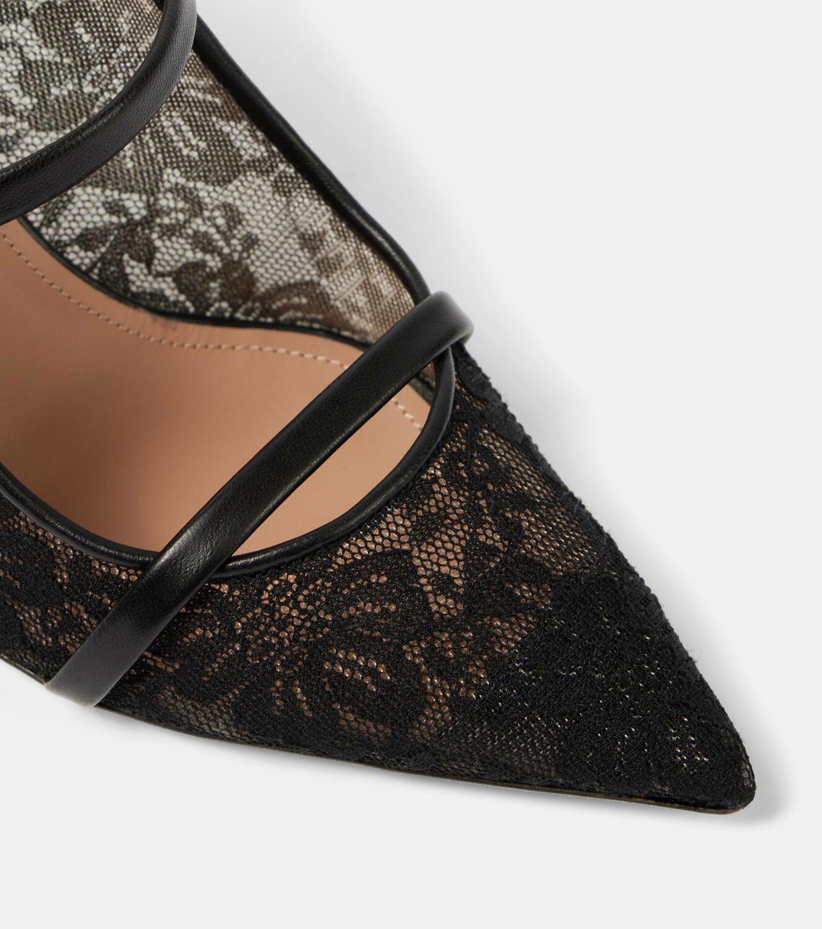 Malone Souliers Maureen 85 leather-trimmed lace mules Malone