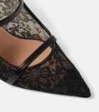 Malone Souliers Maureen 85 leather-trimmed lace mules