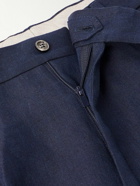 Brunello Cucinelli - Straight-Leg Pleated Herrngbone Linen Suit Trousers - Blue