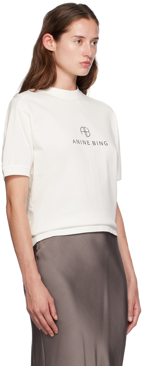 ANINE BING White Jaylin Monogram T-shirt