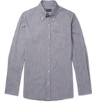 TOM FORD - Slim-Fit Button-Down Collar Striped Cotton Shirt - Men - Blue