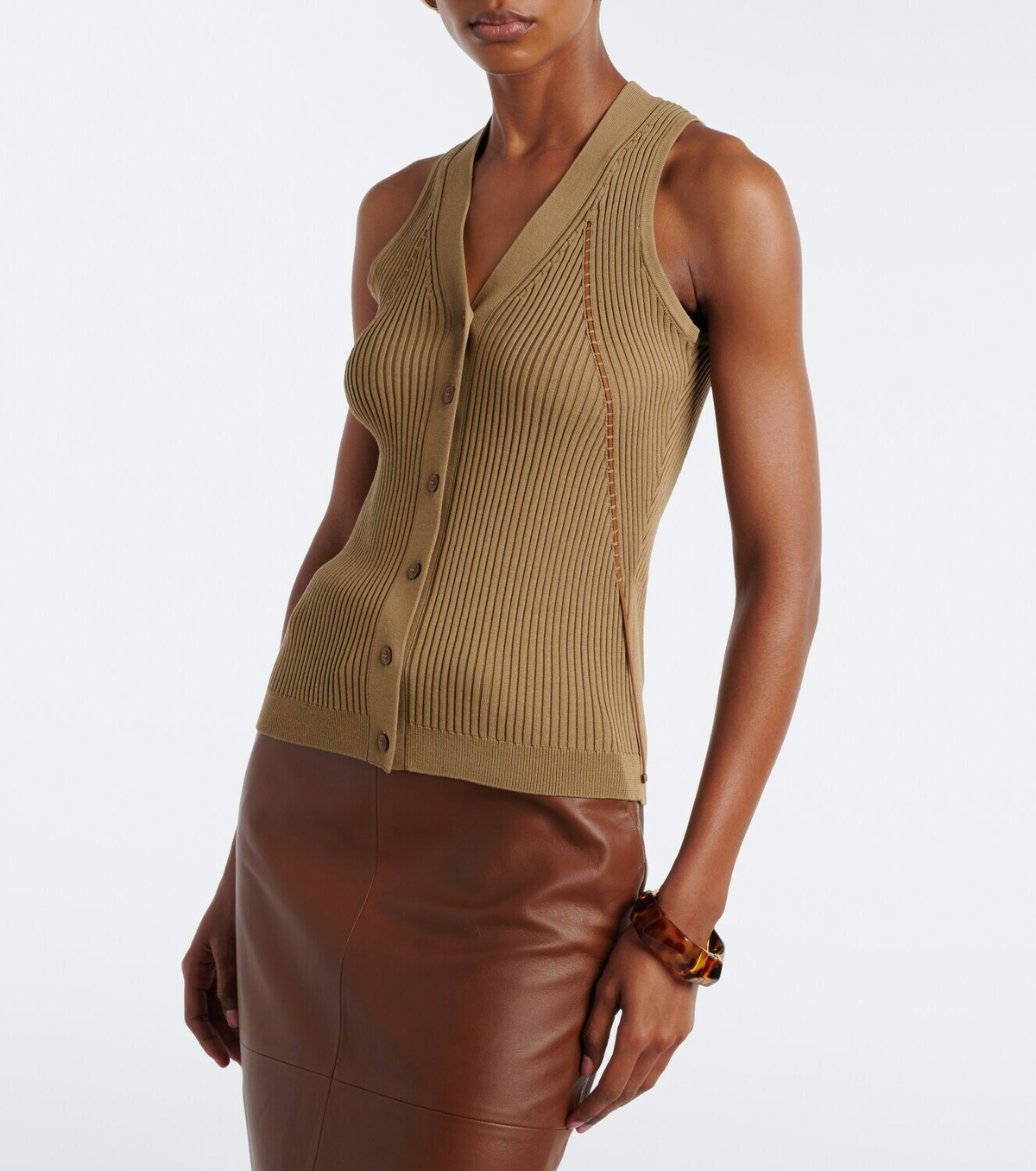 Max Mara Ribbed knit cotton-blend top